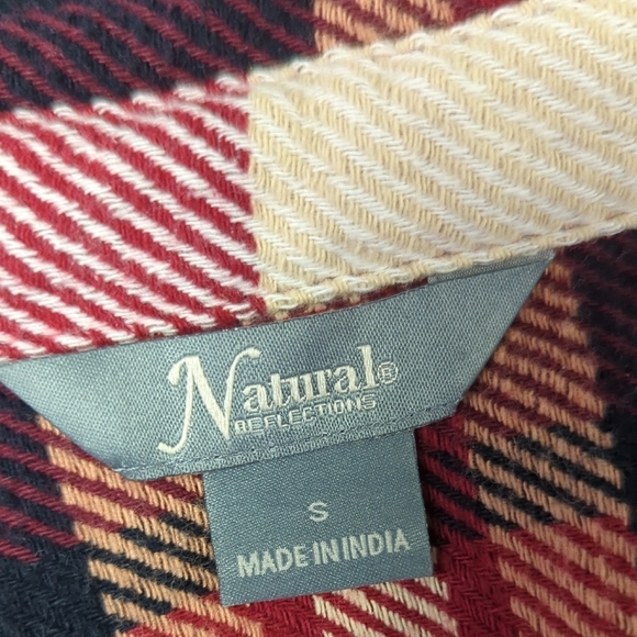 Natural Plaid Button Down Flannel Shirt Red S western casual fall preppy - Picture 6 of 6